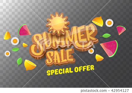 vector sammer sale horizontal banner with text, summer green grass, flying fresh lemons, flowers and vector sammer sale horizontal banner with text, summer green grass, flying fresh lemons, flowers and 42954127