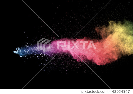 Explosion of color powder on black background. 42954547
