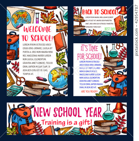 Back To School Sketch Banner Or Greeting Card Stock Illustration