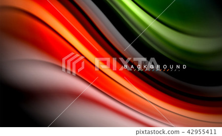 Fluid colors abstract background, twisted liquid design on black, colorful marble or plastic wave Fluid colors abstract background, twisted liquid design on black, colorful marble or plastic wave 42955411
