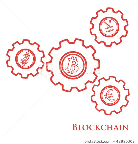 Blockchain digital web money transfer. Gear with Blockchain digital web money transfer. Gear with 42956302