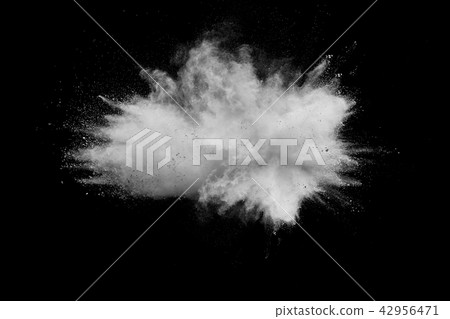 White gray powder explosion on black background. 42956471