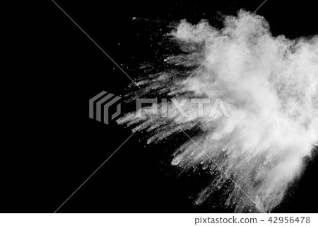 White gray powder explosion on black background. 42956478