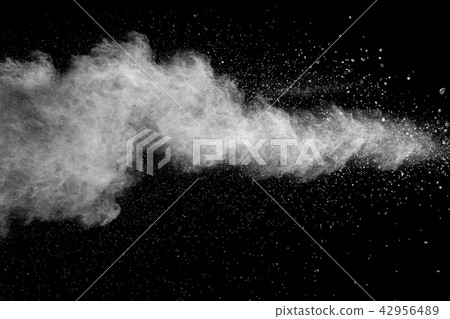 White gray powder explosion on black background. White gray powder explosion on black background. 42956489