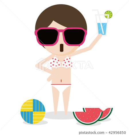 Cartoon object girl in bikini wearing sunglasses Cartoon object girl in bikini wearing sunglasses 42956850
