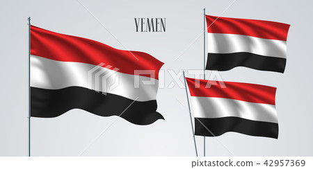 Yemen waving flag set of vector illustration Yemen waving flag set of vector illustration 42957369