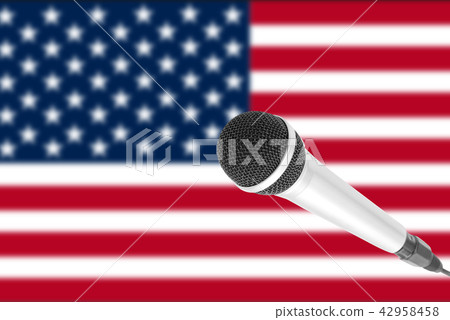 Microphone on USA flag Microphone on USA flag 42958458