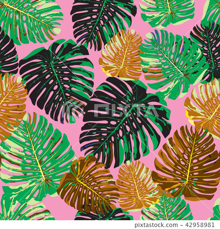 Tropical leaves seamless pattern colorful isolated hand drawn pl Tropical leaves seamless pattern colorful isolated hand drawn pl 42958981