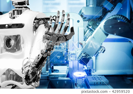 A.I. on industrial robotics in blue tone color  42959520