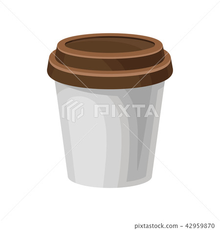 Paper coffee cup with plastic lid, take away coffee packaging template vector Illustration on a 42959870