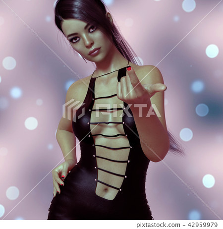 Beautiful woman in sexy leather dress 42959979