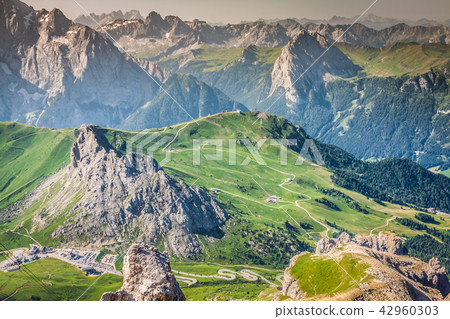 Sass Pordoi south face 2952 m in Gruppo del Sella Sass Pordoi south face 2952 m in Gruppo del Sella 42960303
