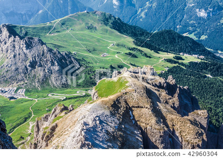View from Sass Pordoi peak in Dolomiti 42960304