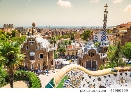 The famous park Guell in Barcelona, Spain 42960399