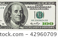 One hundred dollars bill close up detailed 42960709