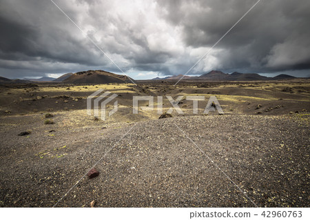 volcanic landscape at Timanfaya National Park, volcanic landscape at Timanfaya National Park, 42960763