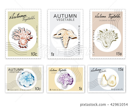 Post Stamps Set of Autumn Vegetables 42961054