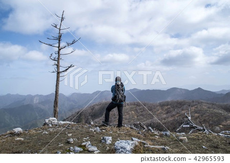 Climbers looking at the view from Himizuka Okumine Climbers looking at the view from Himizuka Okumine 42965593