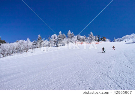 A skier gliding over the ski slope 42965907