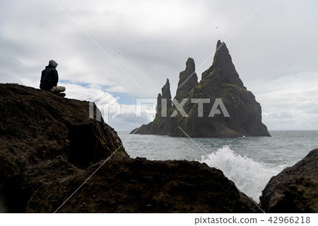 Basalt rock formations Reynisdrangar Vik, Iceland. Basalt rock formations Reynisdrangar Vik, Iceland. 42966218