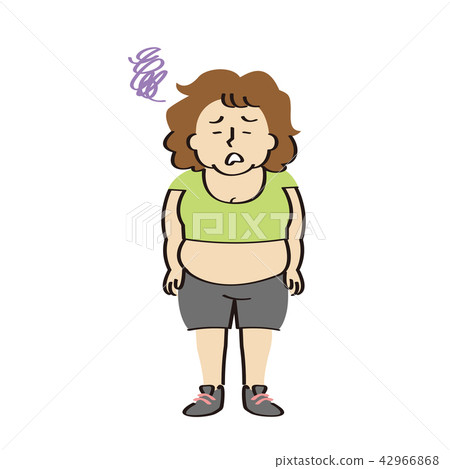 一個胖的中年女人穿著健身服 42966868