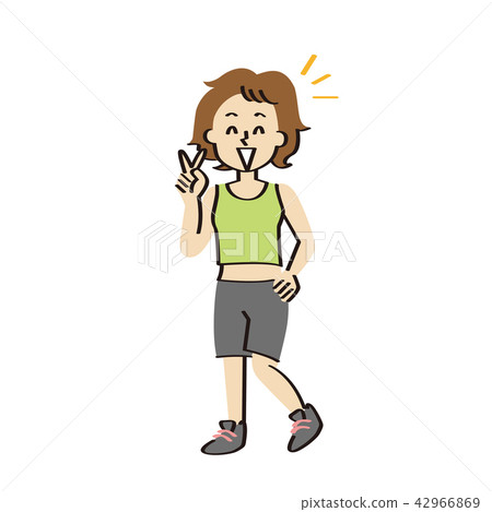 中年婦女穿健身服飾件 中年婦女穿健身服飾件 42966869