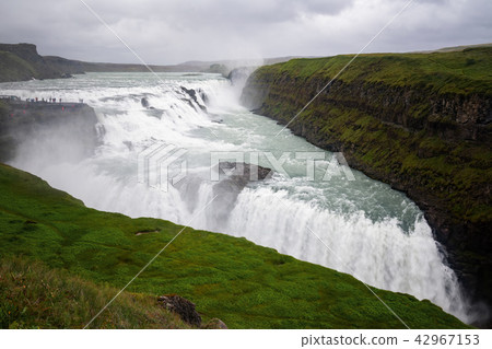 View of Gullfoss waterfall ,Iceland summer. View of Gullfoss waterfall ,Iceland summer. 42967153