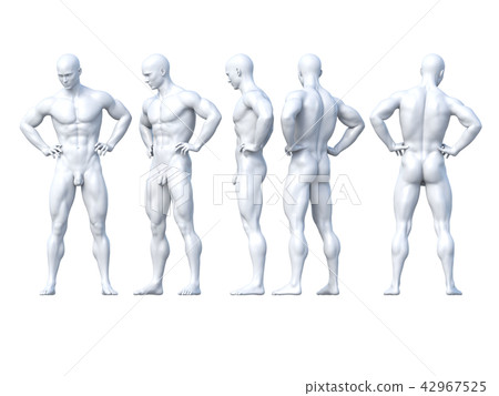 男性姿勢裸白perming3dcg插圖素材 插圖素材 圖庫