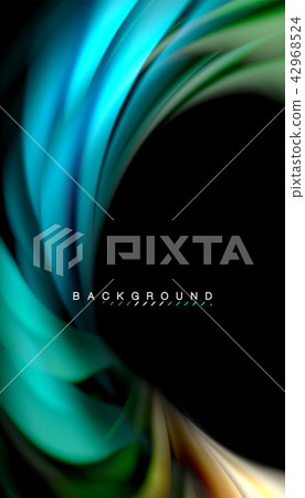 Fluid colors abstract background, twisted liquid design on black, colorful marble or plastic wave 42968524