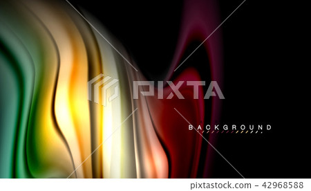 Fluid colors abstract background, twisted liquid design on black, colorful marble or plastic wave 42968588