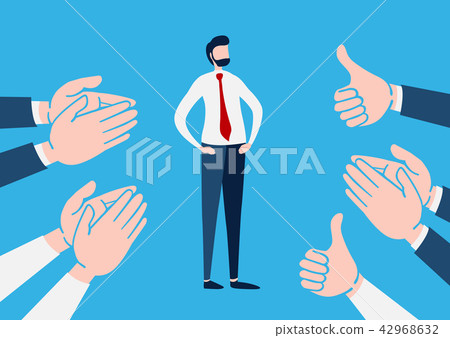 Businessman with many Hands clapping ovation. Businessman with many Hands clapping ovation. 42968632