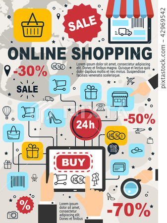 Online shopping and web store sale vector poster 42969542