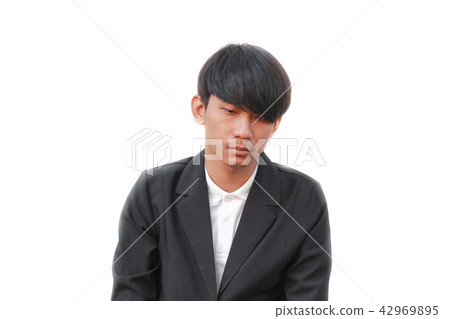 Portrait of a sad man on white background Portrait of a sad man on white background 42969895