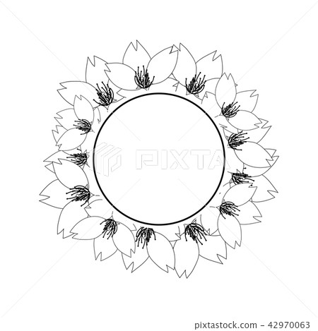 Sakura Cherry Blossom Outline Banner Wreath Sakura Cherry Blossom Outline Banner Wreath 42970063