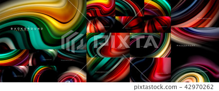 Fluid color flow abstract background mega collection, modern colorful flowing designs, liquid waves 42970262