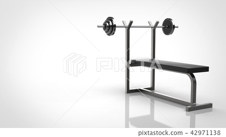 Barbell and bench white background left copy space Barbell and bench white background left copy space 42971138