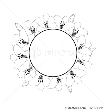 Lily Wreath Banner Outline 42971494