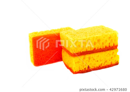 colored kitchen sponges isolated on white colored kitchen sponges isolated on white 42971680