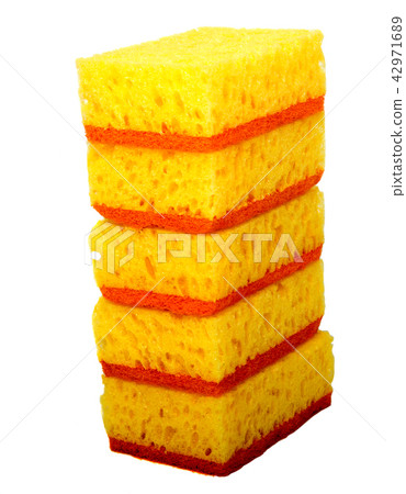 colored kitchen sponges isolated on white colored kitchen sponges isolated on white 42971689