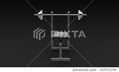 Front of barbell and bench Front of barbell and bench 42972149