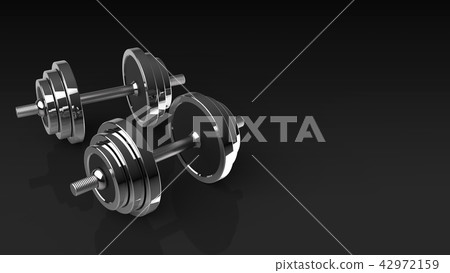 Two dumbbells right copy space 42972159