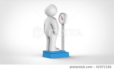 Fat man and scale behind the scales 42972188
