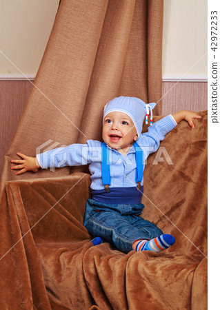 Baby blouse and jeans with suspenders Baby blouse and jeans with suspenders 42972233