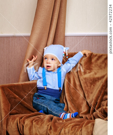 Baby blouse and jeans with suspenders Baby blouse and jeans with suspenders 42972234