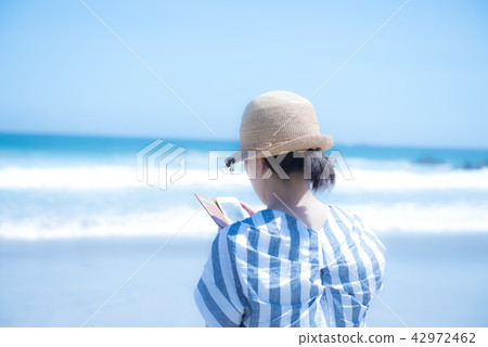 Female single trip tourist image One person Shimoda Sea of Izu Peninsula Female single trip tourist image One person Shimoda Sea of Izu Peninsula 42972462