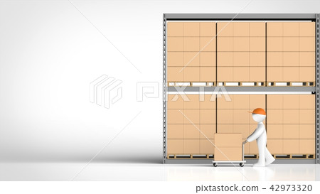Left copy space person working in logistics warehouse Left copy space person working in logistics warehouse 42973320