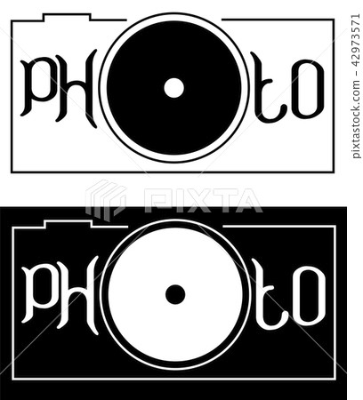 inscription photo with the letter in the form of a camera lens minimalism logo 42973571