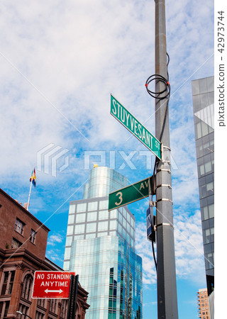 Low angle view of road sign in New York Low angle view of road sign in New York 42973744