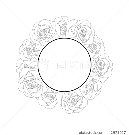 Rose Banner Wreath Outline Stock Illustration 42973937 Pixta