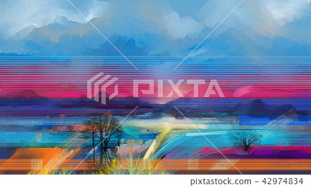 Abstract oil painting landscape. Abstract oil painting landscape. 42974834